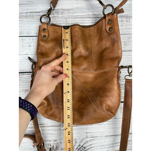 Bed|Stu Bed Stu Tahiti Womens Leather Crossbody Rustic Purse Fold Over Tan - Picture 6 of 10